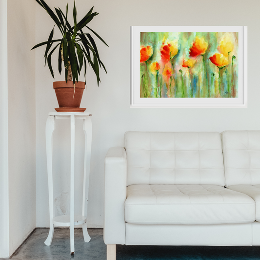 Delightfully Yours | 9x12" Original Abstract Poppies Watercolor on paper