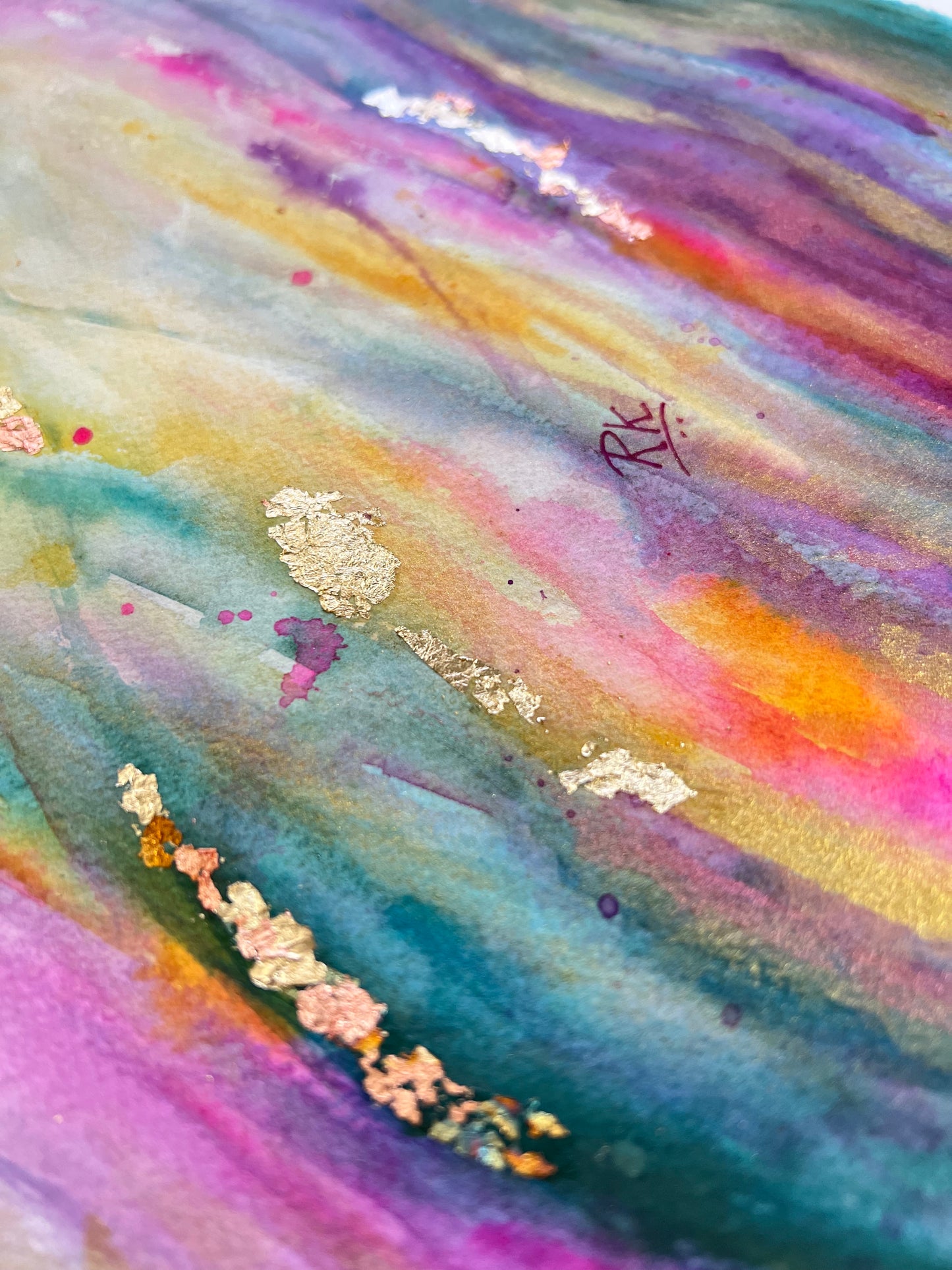 The Golden Hour | 20x28” Original Abstract Lavenders Watercolor on Paper